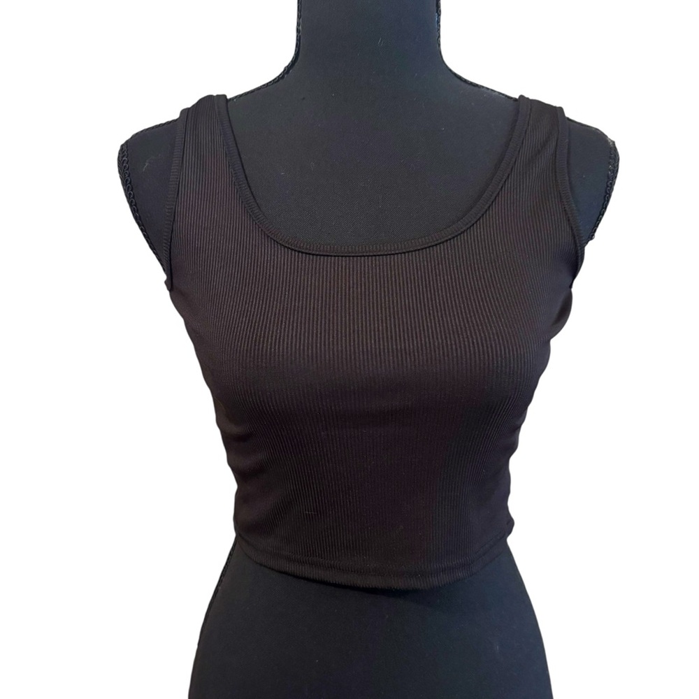 Women’s juniors SHEIN black ribbed cropped tank top size S